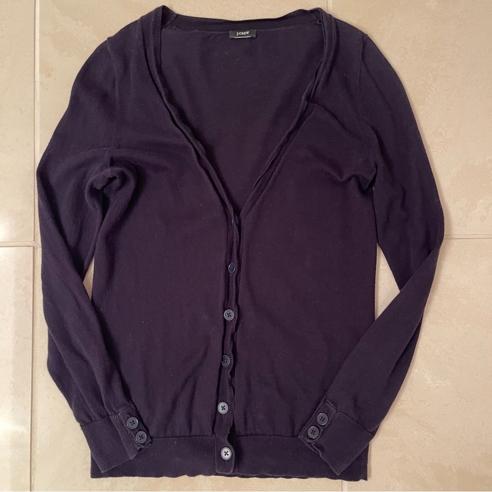 J. Crew Featherlight Thin Cardigan 100% Cotton Size Small - Picture 3 of 5